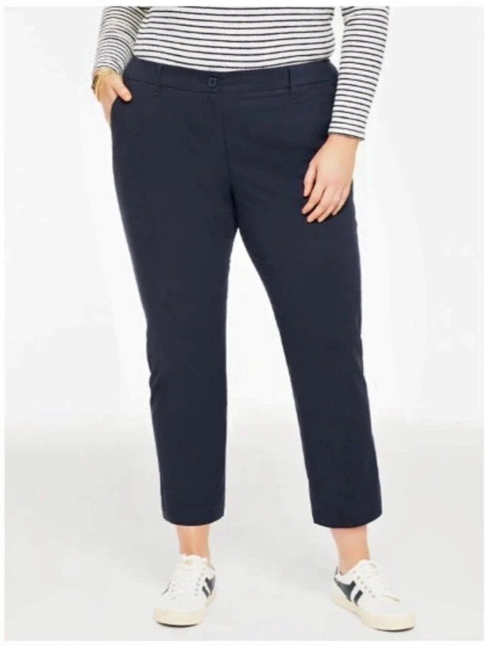 NWT Talbots Signature Perfect Crop Pants with Elasticized Insets~Navy